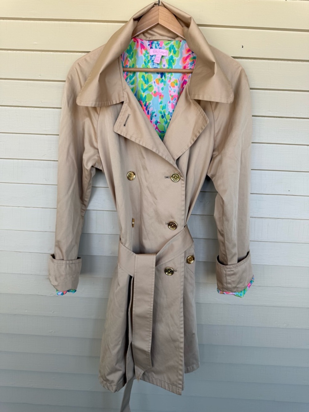 Lilly Pulitzer Qynn Trench Coat Tan - Picture 4 of 13